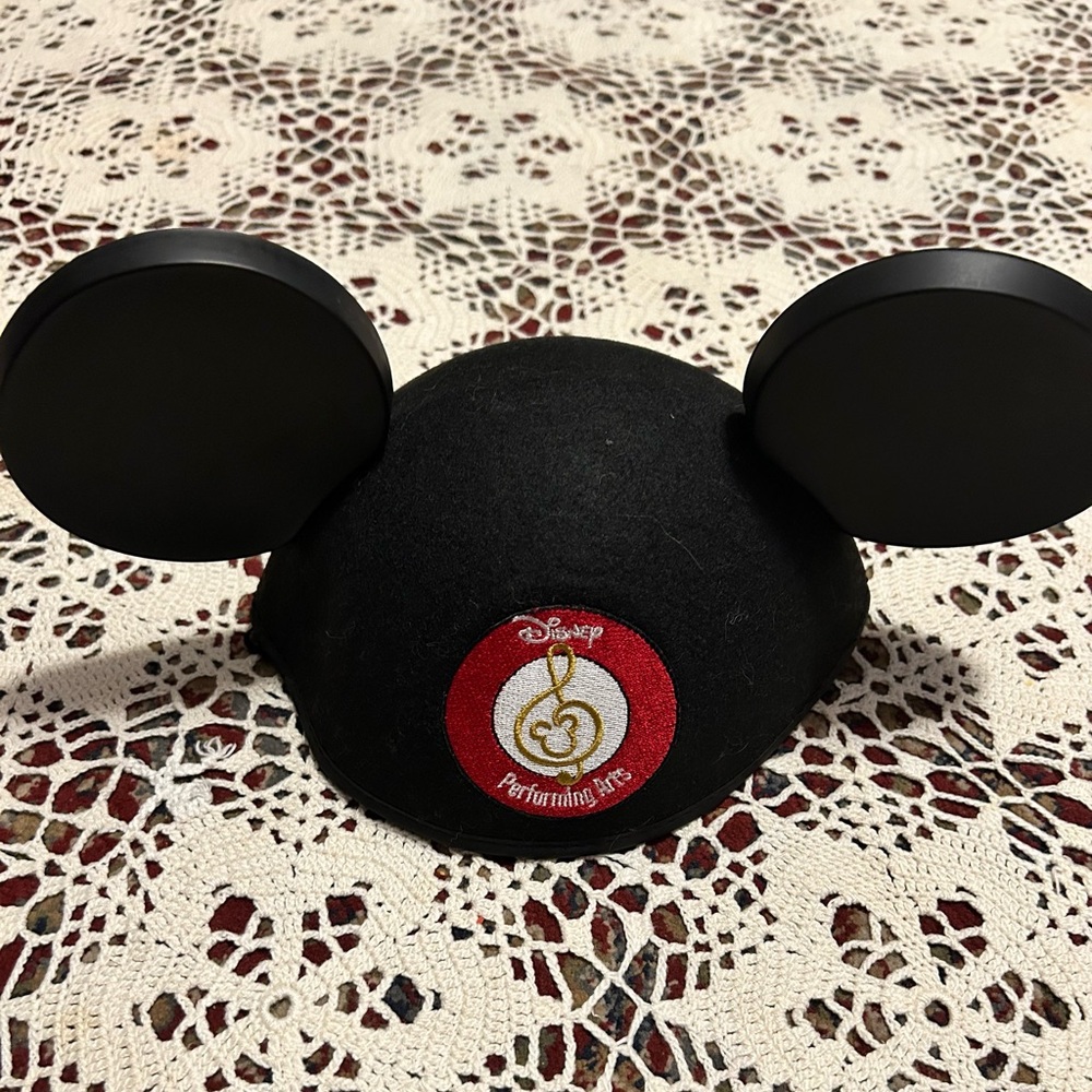 Disney Black Mickey Mouse Ears with Red and Gold Patch
